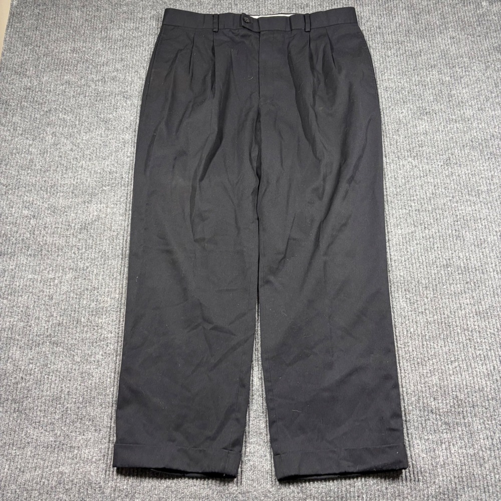 Veloce Pants Mens 38x30 Pleated Dress Pants Black Cuffed Hem JS10-53